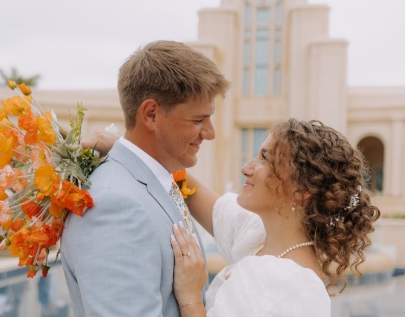 Cam and Ty on their wedding day
